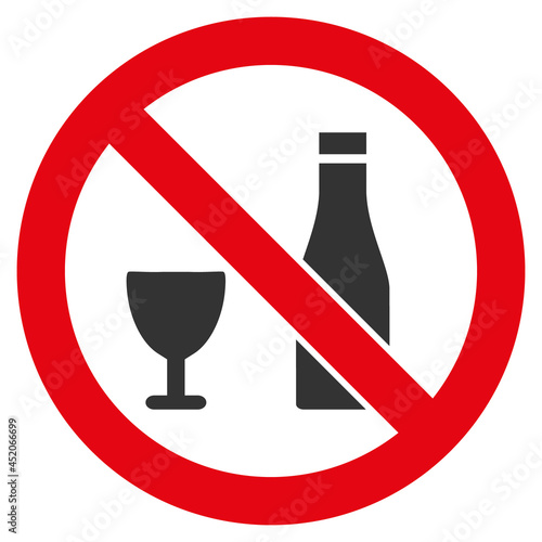 Forbid alcohol icon with flat style. Isolated vector forbid alcohol icon image on a white background.