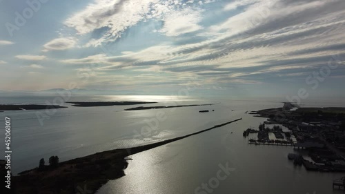 Aerial shot with drone to the shores of vancouver Steveston
