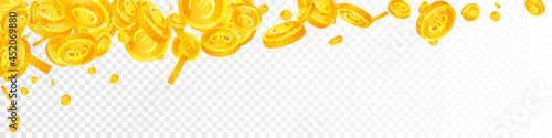 European Union Euro coins falling. Bizarre scattered EUR coins. Europe money. Immaculate jackpot, wealth or success concept. Vector illustration.
