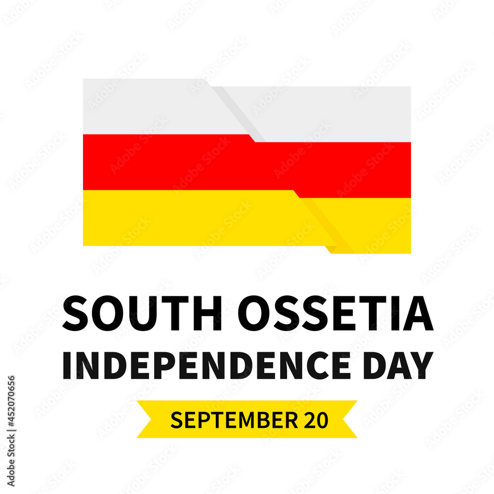 South Ossetia Independence Day calligraphy hand lettering with flag. South Ossetian holiday celebrated on September 20. Vector template for typography poster, banner, greeting card, flyer South Ossetia Independence Day calligraphy hand lettering with flag. South Ossetian holiday celebrated on September 20. Vector template for typography poster, banner, greeting card, flyer