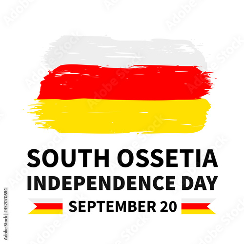 South Ossetia Independence Day calligraphy hand lettering with flag. South Ossetian holiday celebrated on September 20. Vector template for typography poster  greeting card  banner  flyer  etc.