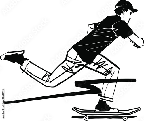 the vector sketch of the player on a skateboard