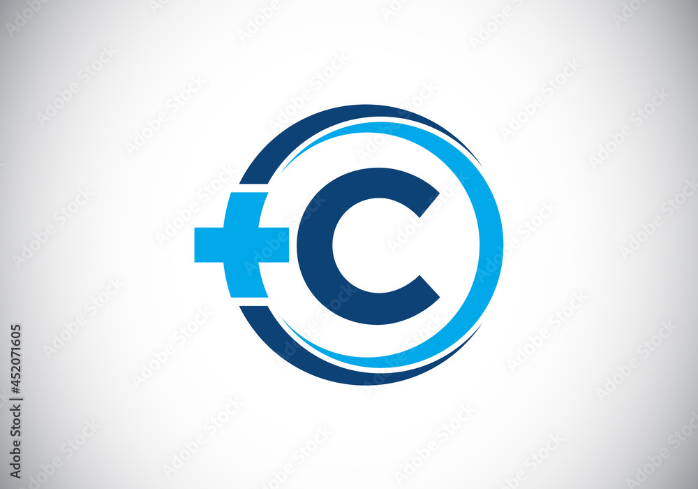 Initial C monogram alphabet in a circle with cross plus. Medical logo. Logo for pharmacy, clinic, medical or healthcare business, and company identity Initial C monogram alphabet in a circle with cross plus. Medical logo. Logo for pharmacy, clinic, medical or healthcare business, and company identity