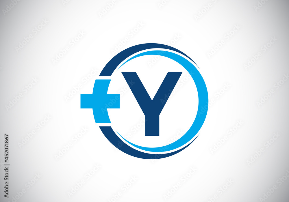 Initial Y monogram alphabet in a circle with cross plus. Medical logo. Logo for pharmacy, clinic, medical or healthcare business, and company identity Initial Y monogram alphabet in a circle with cross plus. Medical logo. Logo for pharmacy, clinic, medical or healthcare business, and company identity