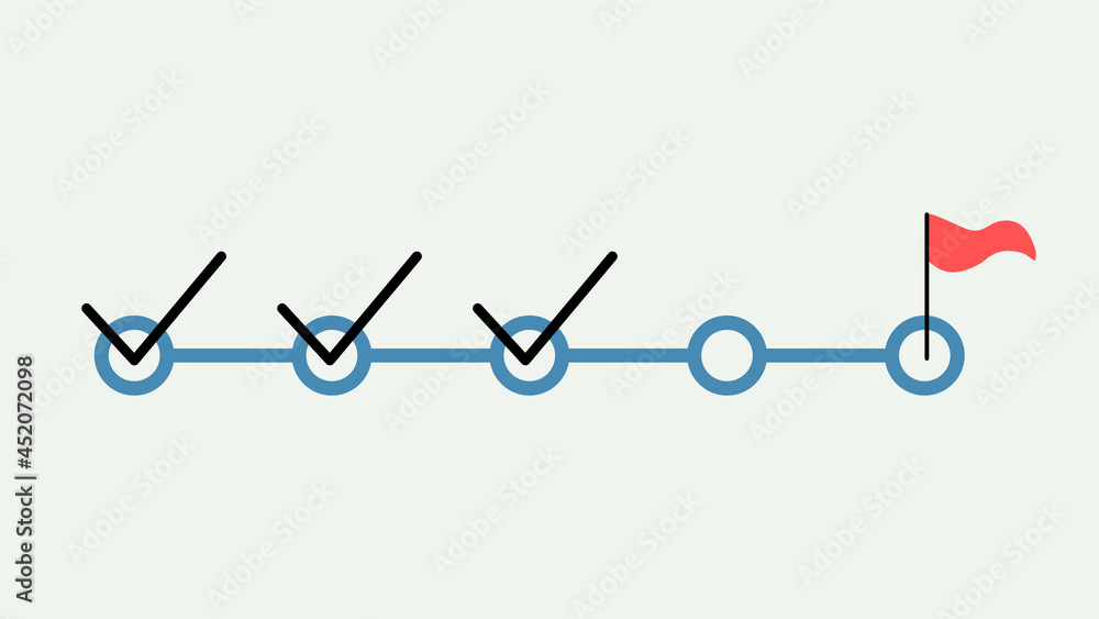 Infographic illustration of checklist towards the goal. Infographic illustration of checklist towards the goal.