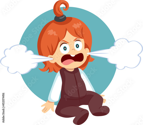 Angry Toddler Child Experiencing Rage Emotions Vector Cartoon