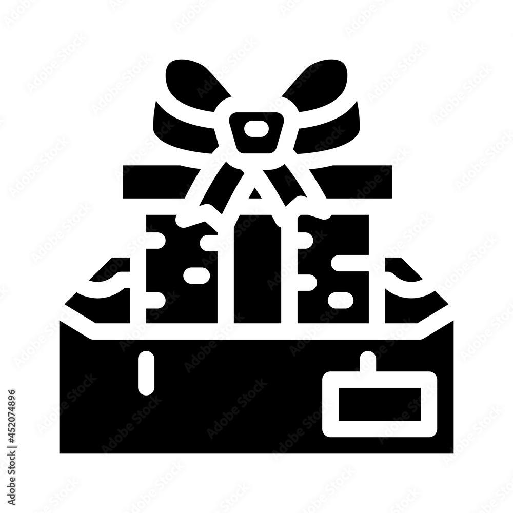 delivery gift glyph icon vector. delivery gift sign. isolated contour symbol black illustration delivery gift glyph icon vector. delivery gift sign. isolated contour symbol black illustration