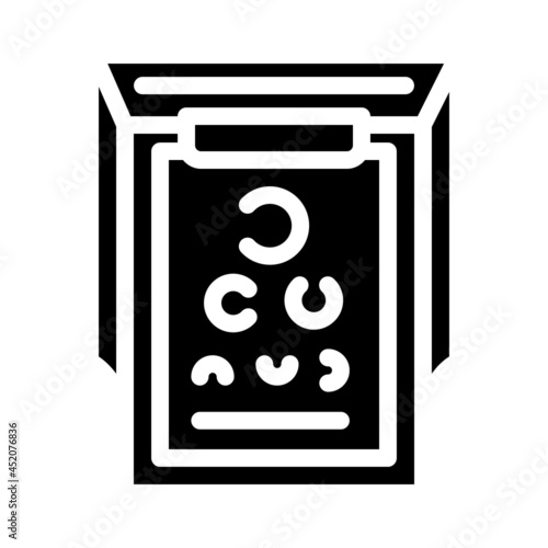 snellen table ophthalmology glyph icon vector. snellen table ophthalmology sign. isolated contour symbol black illustration