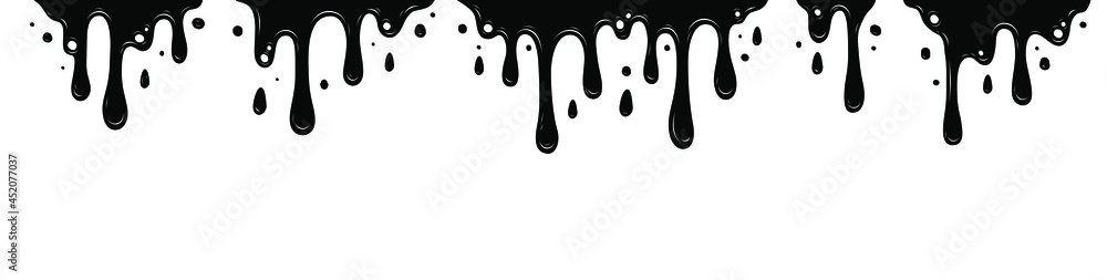 Dripping Paint Set. Liquid Drips. Black ink runs. Vector illustration isolated on white background. Dripping Paint Set. Liquid Drips. Black ink runs. Vector illustration isolated on white background.