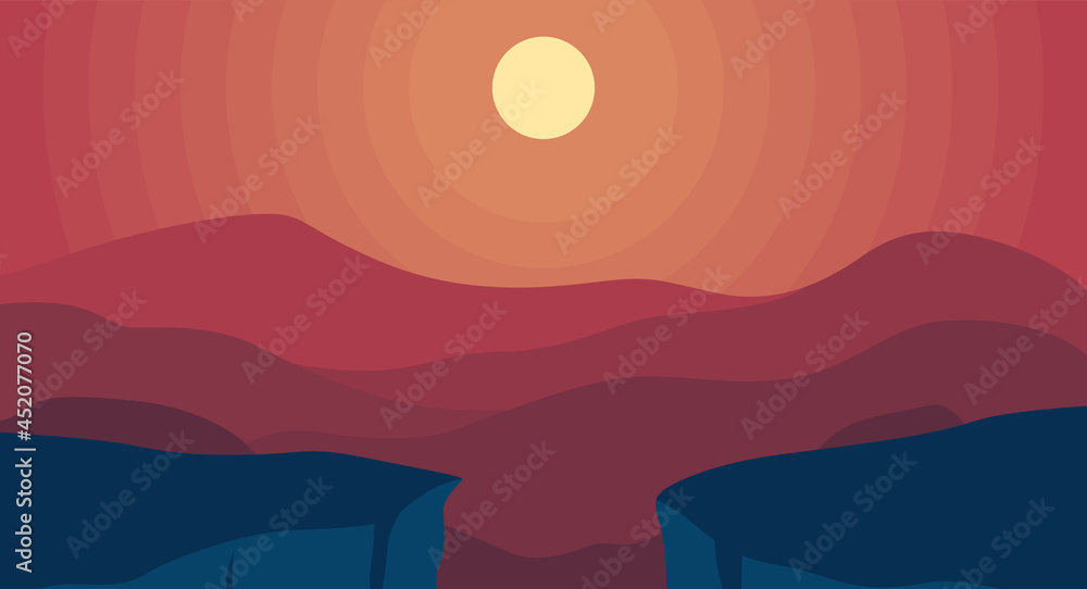 red landscape scenery hill gradient background 