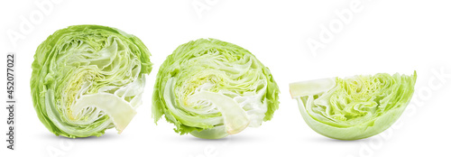 ​Slice Green Iceberg lettuce on White