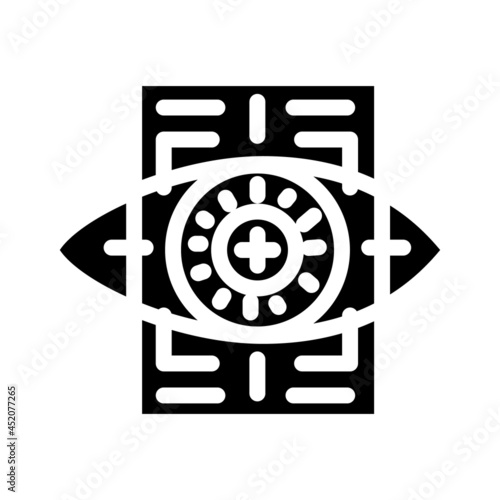 eye with mesh ophthalmology glyph icon vector. eye with mesh ophthalmology sign. isolated contour symbol black illustration