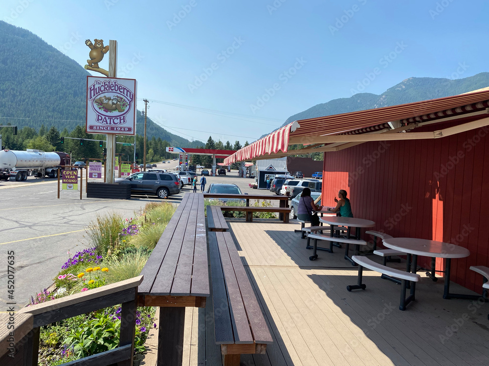 Hungry Horse, Montana August 13, 2021 Outside at the Huckleberry