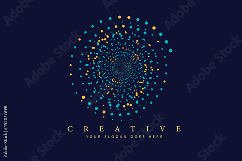 circular splattered logo vector abstract image of constellation Ursa Major in outer space