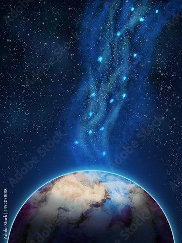 Space scene with planets and galaxy