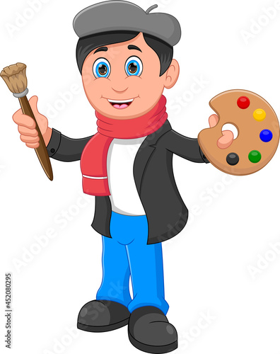 boy painter cartoon isolated on white background