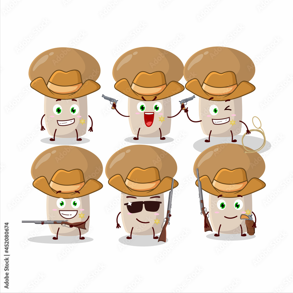 Cool cowboy champignon cartoon character with a cute hat Cool cowboy champignon cartoon character with a cute hat