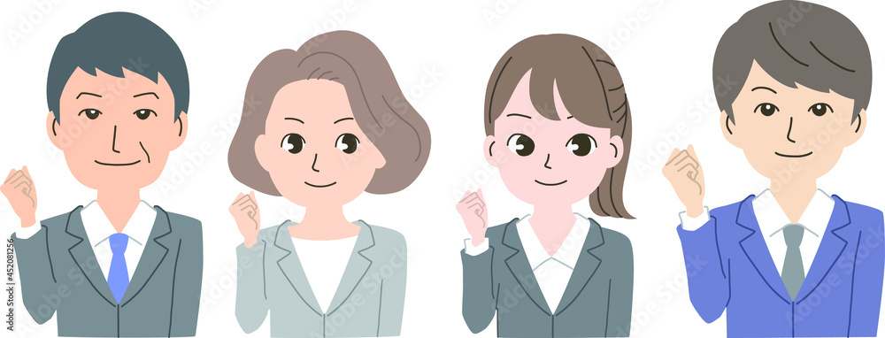 ガッツポーズをするビジネスマンとビジネスウーマン