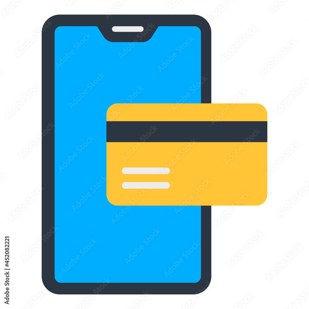 Smartphone with card, icon of mobile payment Smartphone with card, icon of mobile payment