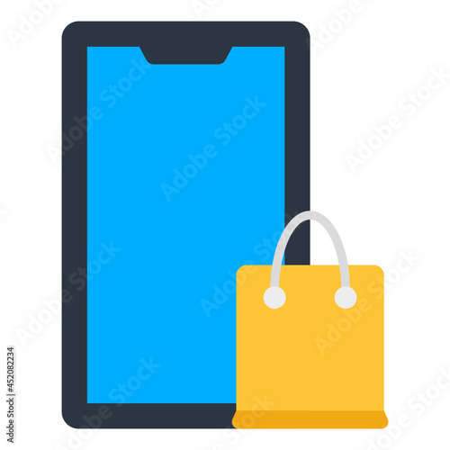 A trendy vector design mobile shopping