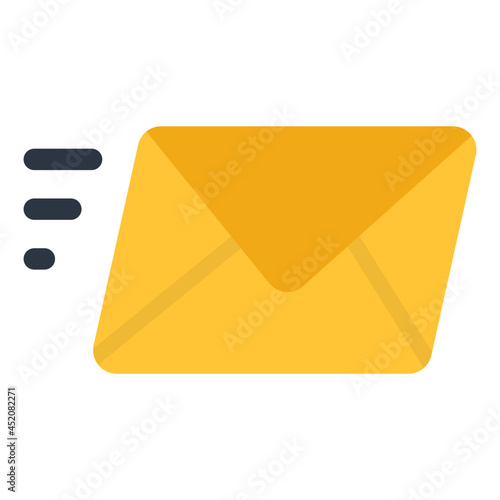 A flat design icon of fast mail envelope 