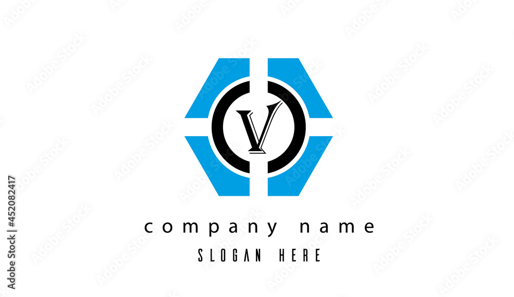 V creative polygon single latter design V creative polygon single latter design
