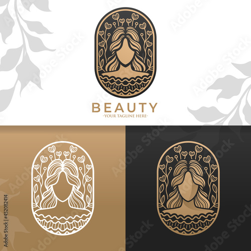 natural gold woman logo template