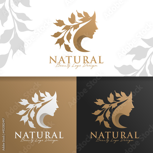 natural gold woman logo template