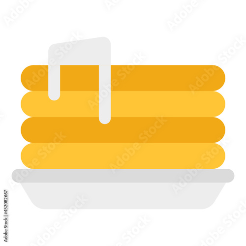 A yummy breakfast icon, flat design of pancake