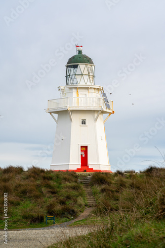 Close up of Waipapa lighthouse in the Catlins New Zealand