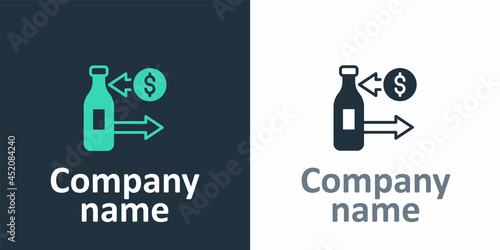 Logotype Reception and sale of glass bottles icon isolated on white background. Logo design template element. Vector