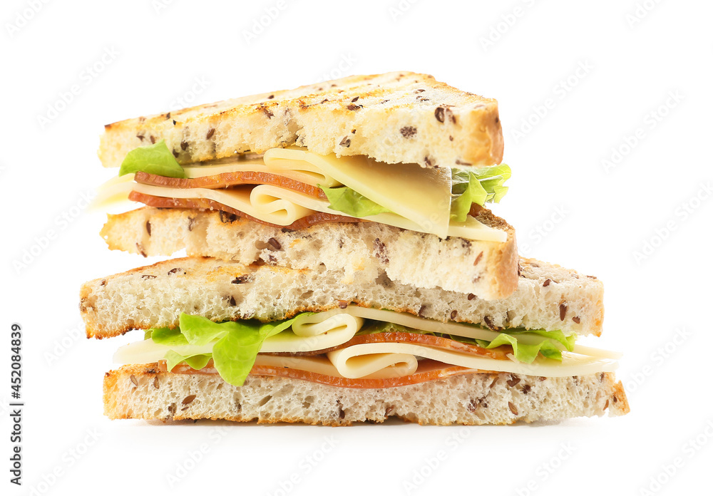 Tasty sandwiches on white background Tasty sandwiches on white background