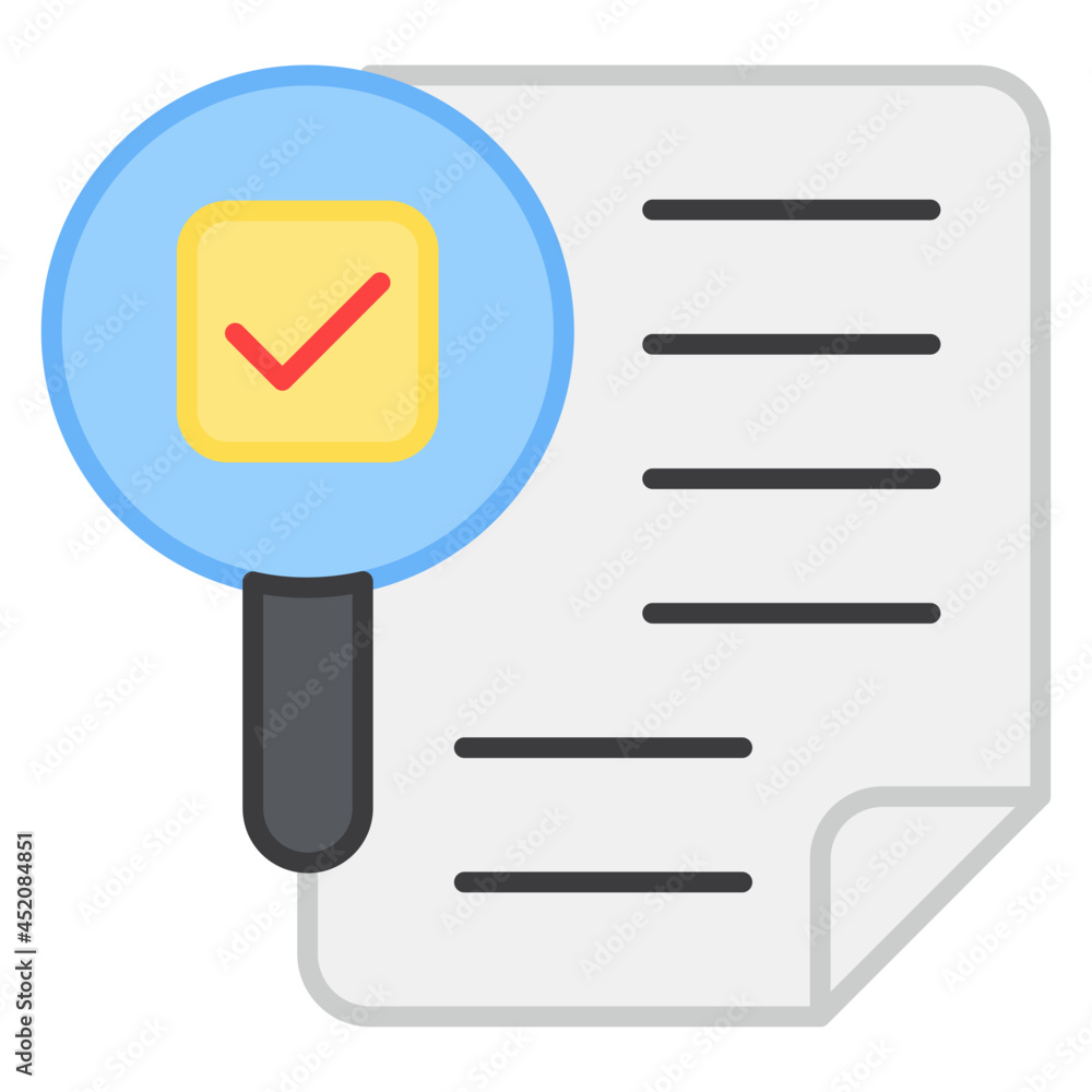 Paper under magnifying glass, icon of search paper Paper under magnifying glass, icon of search paper