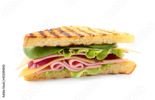 Tasty sandwich on white background
