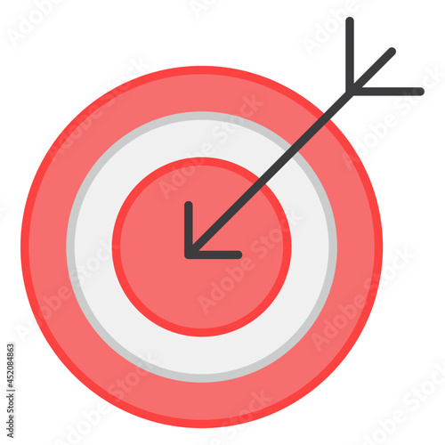 Dart board with arrow denoting concept of target