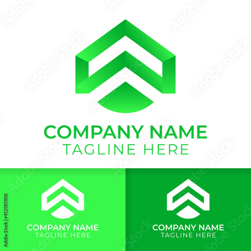 Start up logo design with mission growth, innovate, and fast. Arrow logo gradient good for start up, media, tech, company.