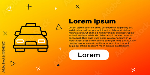 Line Taxi car icon isolated on yellow background. Colorful outline concept. Vector