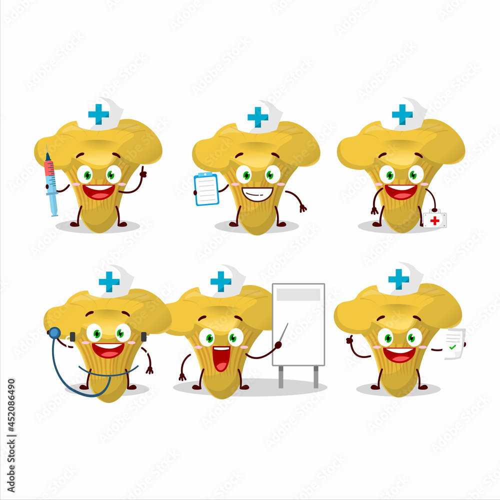Doctor profession emoticon with chanterelle cartoon character Doctor profession emoticon with chanterelle cartoon character