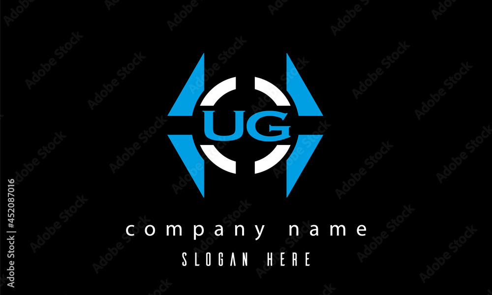 UG creative polygon with circle latter logo design UG creative polygon with circle latter logo design