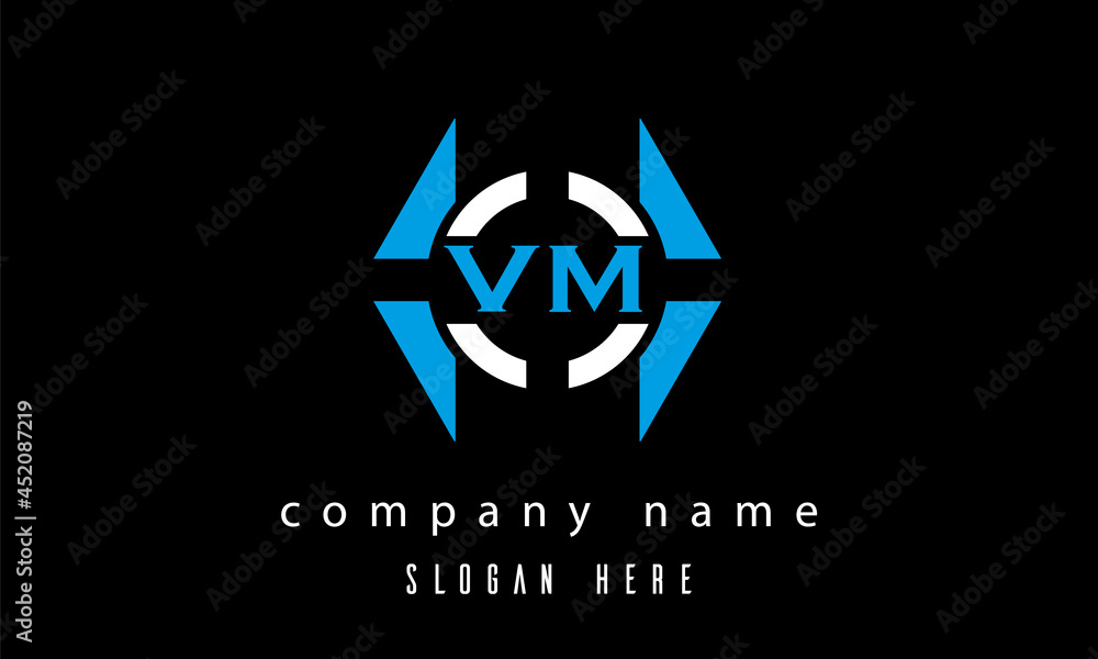 VM creative polygon with circle latter logo design VM creative polygon with circle latter logo design