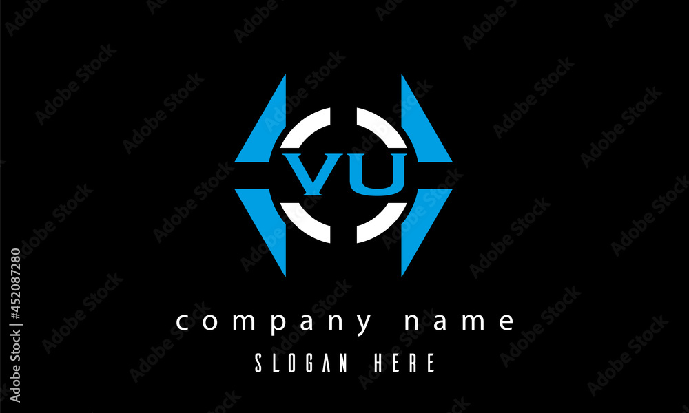 Obraz premium VU creative polygon with circle latter logo design