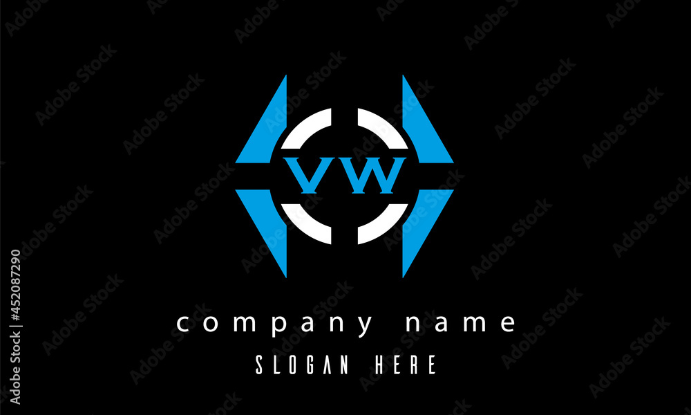 VW creative polygon with circle latter logo design VW creative polygon with circle latter logo design