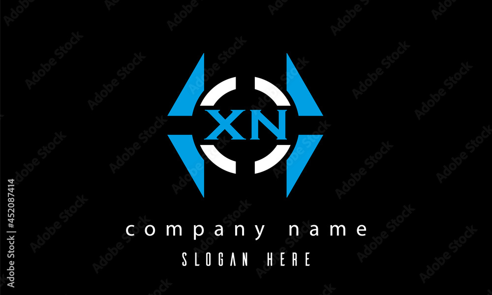 XN creative polygon with circle latter logo design XN creative polygon with circle latter logo design