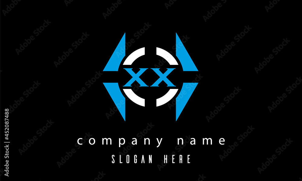XX creative polygon with circle latter logo design XX creative polygon with circle latter logo design