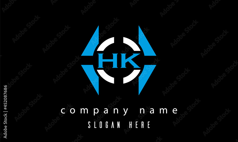 Obraz premium HK creative polygon with circle latter logo design