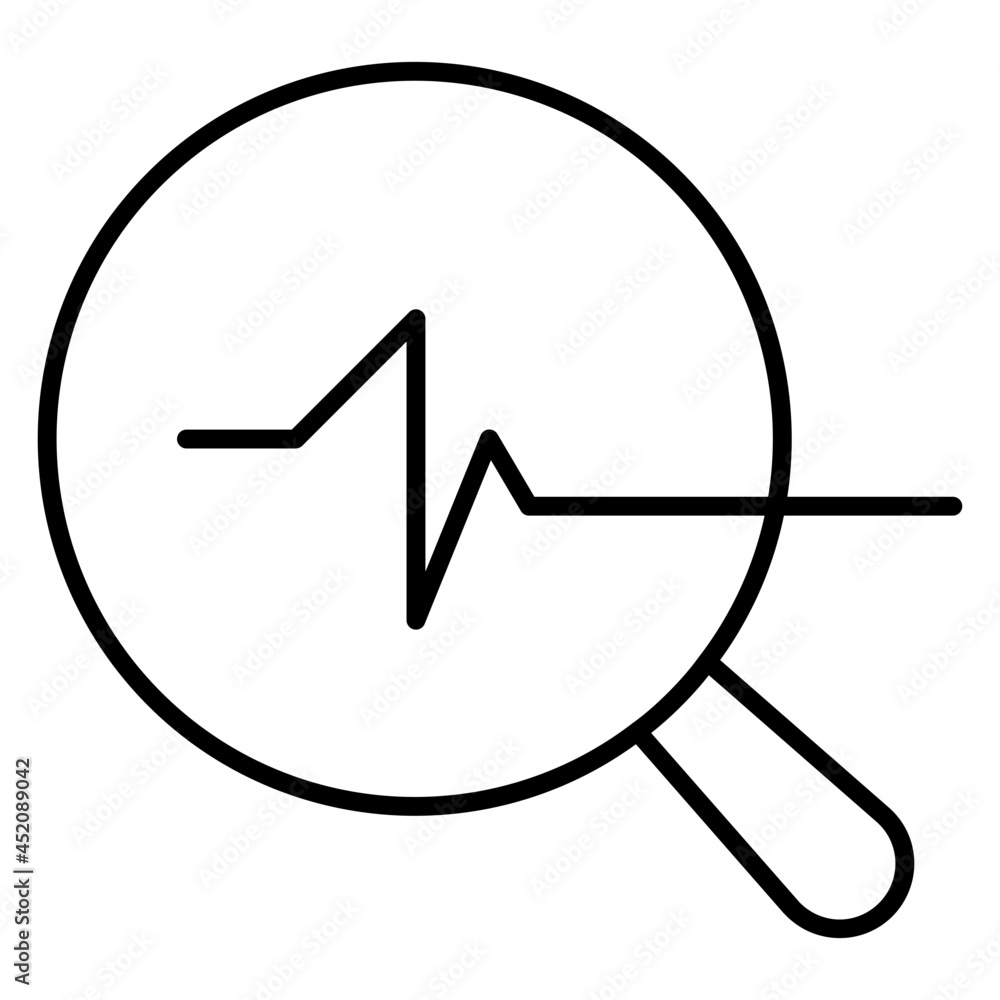 Polyline chart under magnifying glass showing concept of graph analysis Polyline chart under magnifying glass showing concept of graph analysis