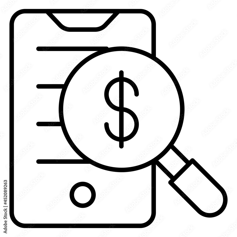 A linear design icon of search dollar A linear design icon of search dollar