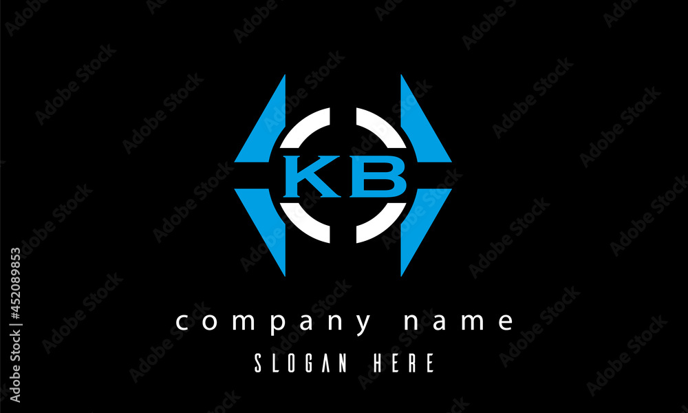 KB creative polygon with circle latter logo design KB creative polygon with circle latter logo design
