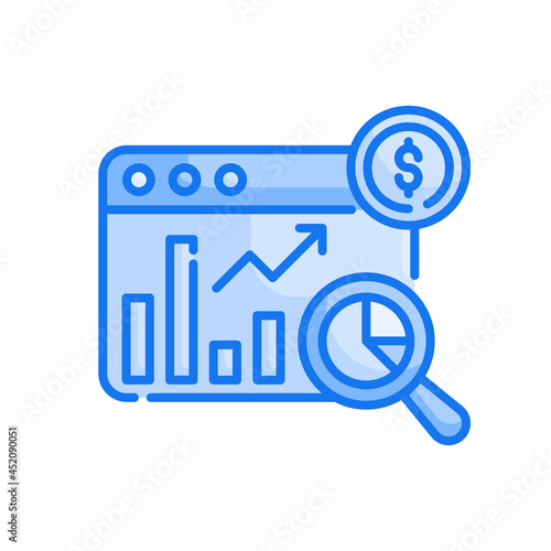 income search vector blue colours icon style illustration. EPS 10 File
