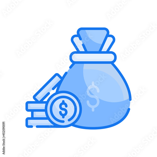 cash collection vector blue colours icon style illustration. EPS 10 File